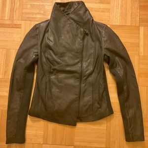 Vince XS Gray Leather Jacket